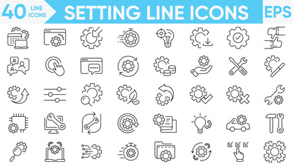 Setting line icons vector and illustration set