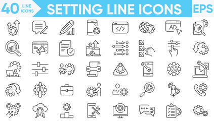 Setting line icons vector and illustration set