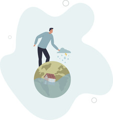 climate change concept.Character showing natural disaster, such as flood.flat design with people.