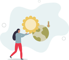 climate change concept.Character showing natural disaster, such as Global warming.flat design with people.