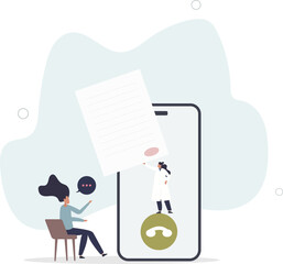 Various medical services. Character talking with doctor online.flat design with people.
