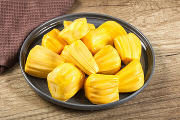 Raw ripe yellow jackfruit segment