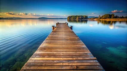Rustic wooden pier stretching out over calm water