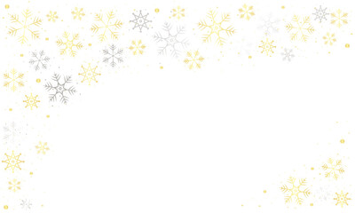 Christmas Frame with Golden and Silver Snowflakes, Card, Snowflakes Border, Holiday, Winter, Christmas Background, Frame, New Year
