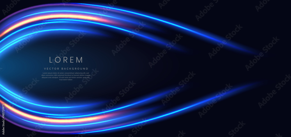 Aufkleber futuristic glowing motion lighting effect and shining on black background with copy space for text.