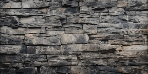 Fototapeta premium Rough Stone Wall Texture Grey Stacked Rock Background