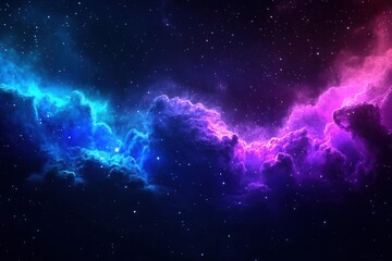 The deep space background with vibrant nebula clouds in shades of purple and blue, scattered stars, and soft light glow, cosmic and mysterious, perfect for scifi or fantasy designs
