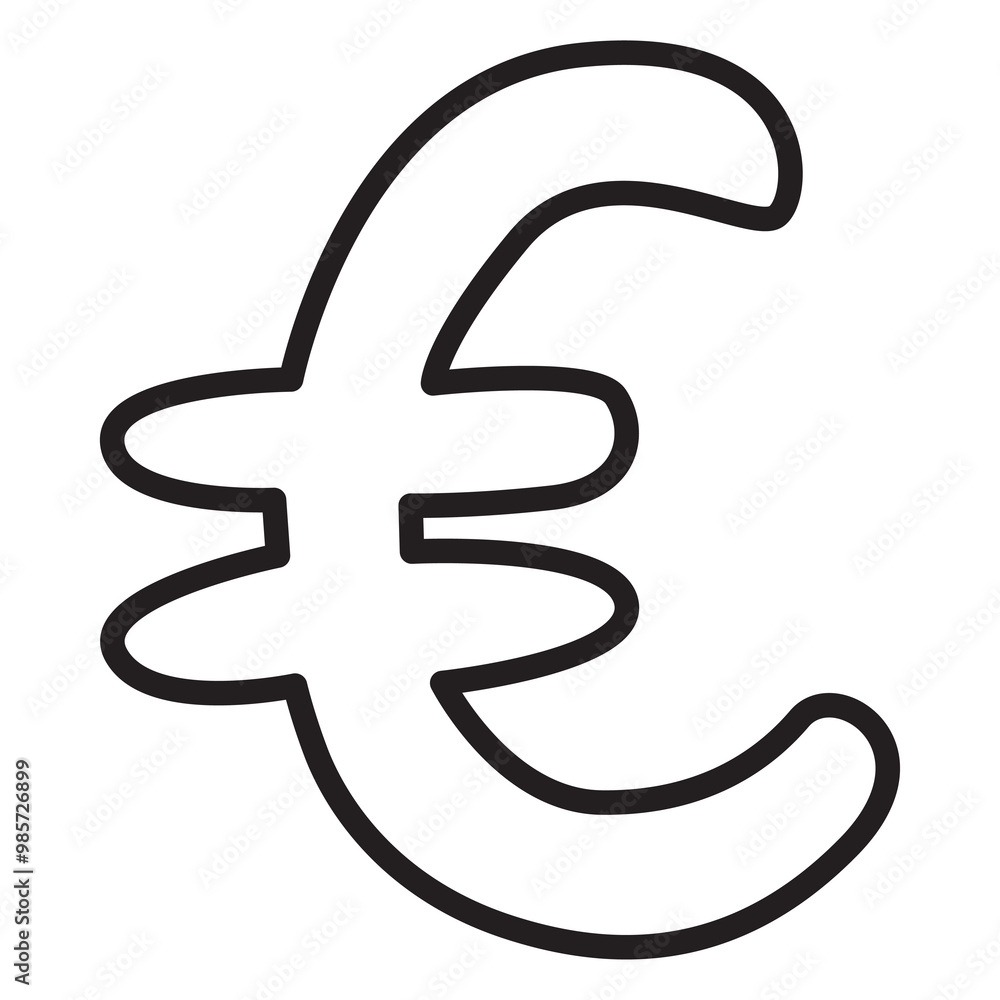 Wall mural euro currency symbol doodle icon transparent background