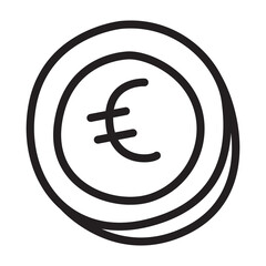 euro currency symbol doodle icon transparent background