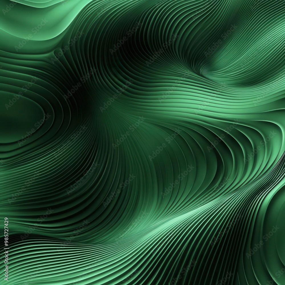 Poster dynamic, flowing green lines form an organic abstract pattern, with soft transitions and natural cur