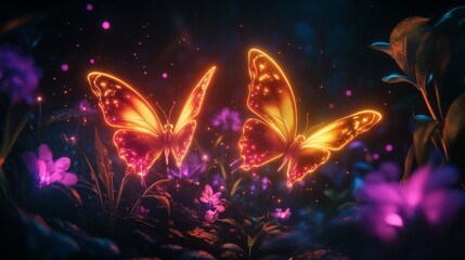 Glowing Butterflies in a Magical Forest.