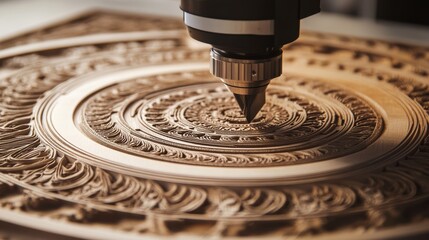 CNC Machine Engraving Wooden Ornament.