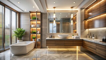 Modern bathroom interior with sleek design and luxurious fixtures