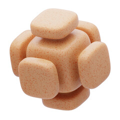 3D Plastic Resin Pebbled Cube Cluster. 3D Icon