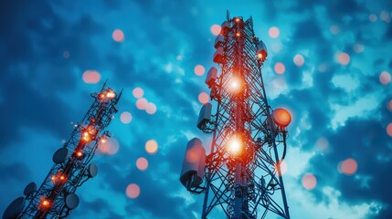 Telephony network coverage in telecommunication, focusing on global reach, signal strength, and clear connections.