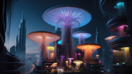 Obraz premium lamp mushroom in the night