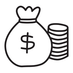 money doodle icon transparent background