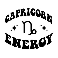 Capricorn energy zodiac horoscope sign svg cut file. Isolated vector illustration.