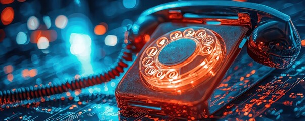 Telecommunication technology in telephony, highlighting the evolution from analog to digital, and advanced connectivity.