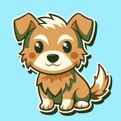 Dog sticker. Happy adorable doggy cartoon. Cheerful cute animal baby. Funny pet character