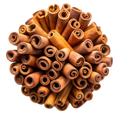 cinnamon top view isolated on transparent background