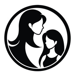 Mother and Daughter Silhouette Logo