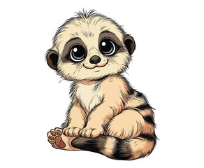 Baby Meerkat color on a white background