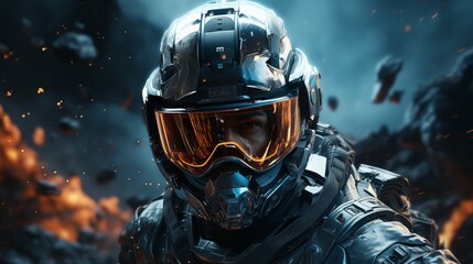 A space astronaut figure wearing a helmet.