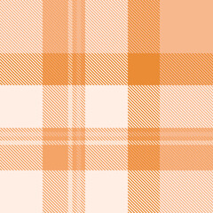 Orange tartan plaid fabric seamless pattern of check background tartan with a textile fabric plaid texture. Tartan Scotland seamless plaid pattern vector. Retro background fabric.