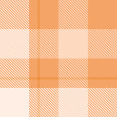 Orange tartan plaid fabric seamless pattern of check background tartan with a textile fabric plaid texture. Tartan Scotland seamless plaid pattern vector. Retro background fabric.