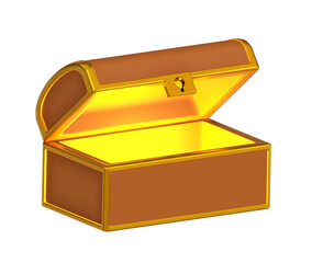 Treasure chest opening 3d on png transparent background.