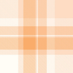 Orange tartan plaid fabric seamless pattern of check background tartan with a textile fabric plaid texture. Tartan Scotland seamless plaid pattern vector. Retro background fabric.