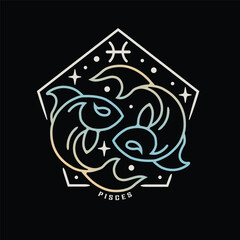 Vector graphic icon illustrations of Zodiac signs and symbols with line art tattoo design