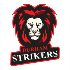 Cricket Durham Strikers lion logo, symbolizing strength, power, and competitive sports spirit for team branding and merchandise.
