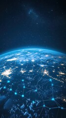 Obraz premium Global network connection World map point and line composition concept of global business IoT commerce