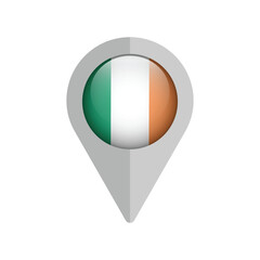 Pin location flag icon of Ireland isolated on white background. Vector illustration