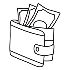 wallet doodle icon transparent background