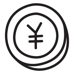 yen currency doodle icon transparent background