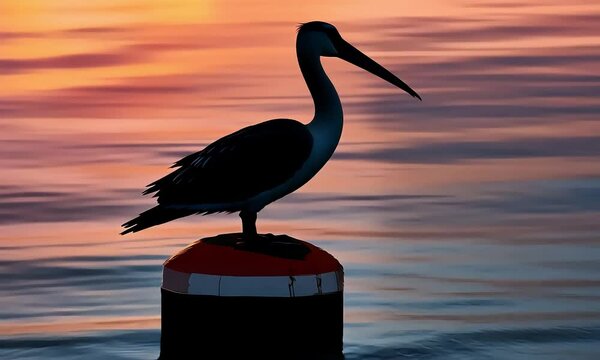 travel: pelican at sunset