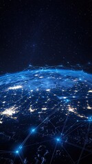 Obraz premium Internet business global world network Communication technology Telecommunication on earth IoT analytics