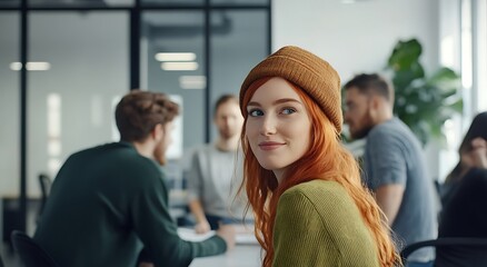 Young Businesswoman in an Office Startup Meeting