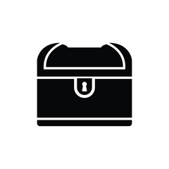 Treasure chest black and white flat vector icon design. Treasure chest symbol design and clip art