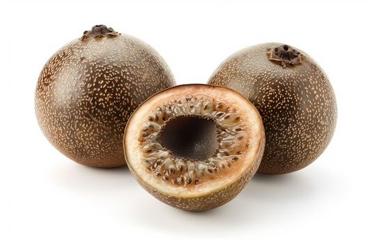 A fresh monk fruit isolated on white