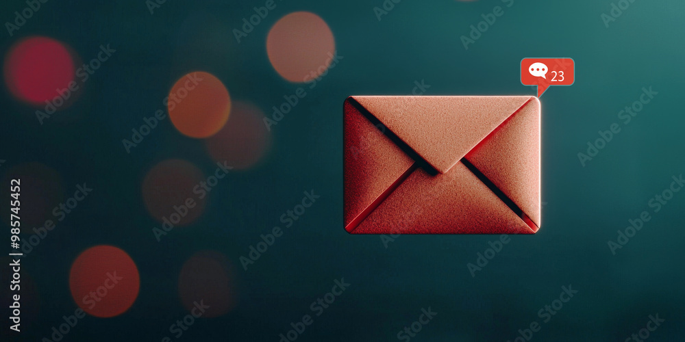 Poster vibrant email inbox notification with red envelope icon