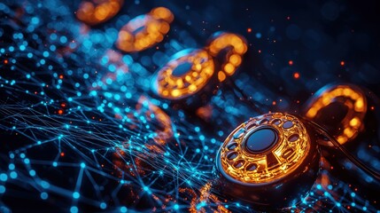 Telephony connectivity in telecommunication, visualizing traditional and modern voice communication networks.