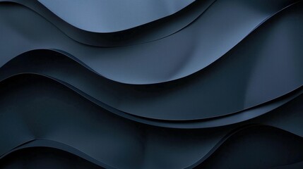 Wavy dark blue abstract background with smooth curves and folds creating a dynamic texture Ideal for modern design concepts and creative projects