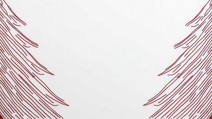 Obraz premium An artistic design showcases detailed red lines forming stylized pine trees against a clean white background, creating a visually appealing and modern effect, perfect for seasonal decorations or artis