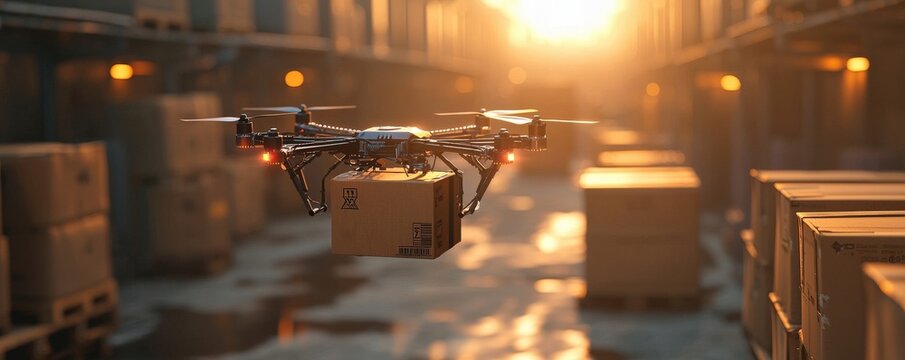 Payload management in drone delivery logistics, visualizing how payloads are efficiently loaded and delivered by drones.