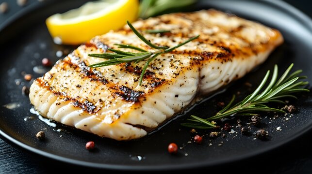 Frisch gegrillter Fisch auf einer Tafel angerichtet