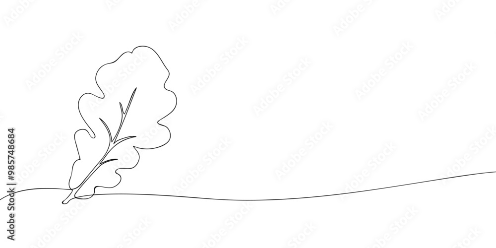 Aufkleber a single line drawing of an oak leaf. continuous line thanksgiving icon in color. one line icon. vec